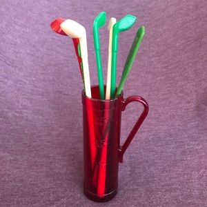 Golf Club Swizzle Sticks w/ Golf Bag Glass